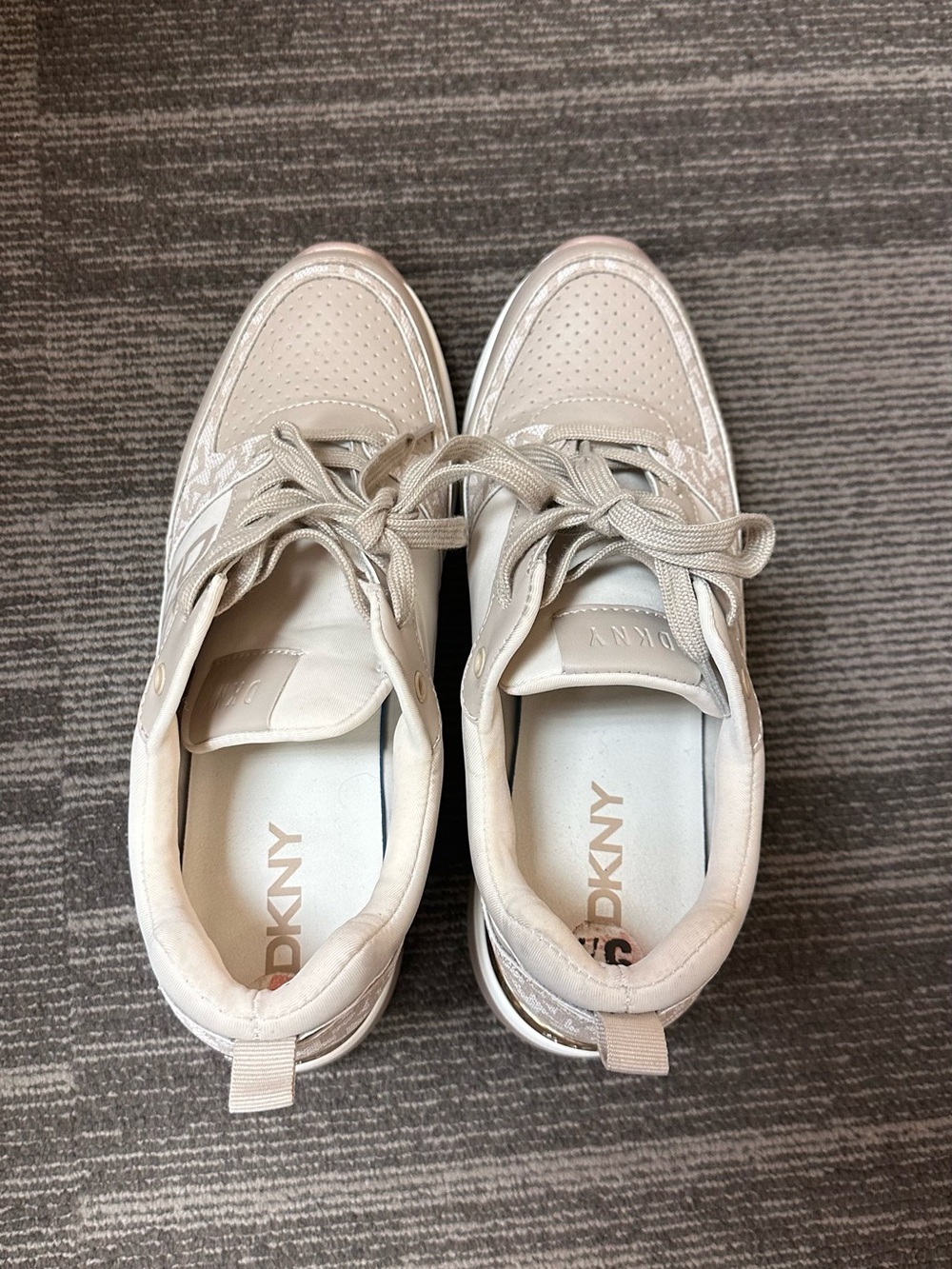 Dkny Cream/Tan Platform Lace-Up Sneakers - Picture 3 of 4